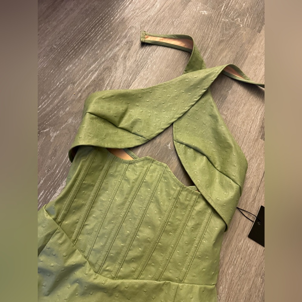 PrettyLittleThing Green Halter Mini Dress